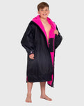 The Dryrobe Kids Advance Long Sleeved Dryrobe in Black & Pink