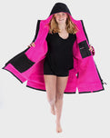 The Dryrobe Kids Advance Long Sleeved Dryrobe in Black & Pink