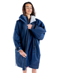 The Dryrobe Kids Advance Long Sleeved Dryrobe in Navy & Grey