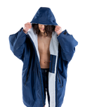 The Dryrobe Kids Advance Long Sleeved Dryrobe in Navy & Grey