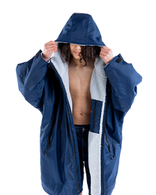 The Dryrobe Kids Advance Long Sleeved Dryrobe in Navy & Grey