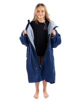 The Dryrobe Kids Advance Long Sleeved Dryrobe in Navy & Grey