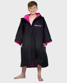 The Dryrobe Kids Advance Short Sleeved in Black & Pink