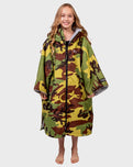 The Dryrobe Kids Advance Short Sleeved Dryrobe in Camo & Grey