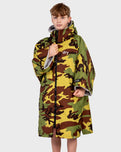 The Dryrobe Kids Advance Short Sleeved Dryrobe in Camo & Grey