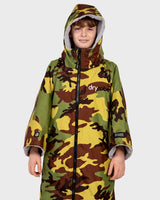 The Dryrobe Kids Advance Short Sleeved Dryrobe in Camo & Grey