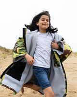 The Dryrobe Kids Advance Short Sleeved Dryrobe in Camo & Grey