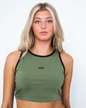 The Vans Womens Longline Racerback Bralette Top in Olivine