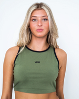 The Vans Womens Longline Racerback Bralette Top in Olivine