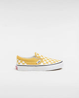 The Vans Boys Boys Classic Slip On in Checkerboard Golden Glow