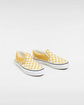 The Vans Boys Boys Classic Slip On in Checkerboard Golden Glow