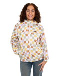 The Vans Womens Kastle Check Me Print Jacket in Ochre