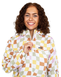 The Vans Womens Kastle Check Me Print Jacket in Ochre