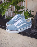 The Vans Womens Old Skool Shoes in Dusty Blue