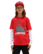 The Vans Boys Boys Refletive Checkerboard Flame Twofer T-Shirt in True Red & White