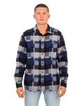 The Vans Mens Gibson Patchwork Shirt in Dress Blues & Black