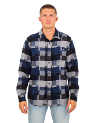 The Vans Mens Gibson Patchwork Shirt in Dress Blues & Black