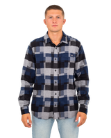 The Vans Mens Gibson Patchwork Shirt in Dress Blues & Black