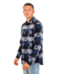 The Vans Mens Gibson Patchwork Shirt in Dress Blues & Black