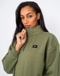 The Vans Womens Leighton Mock Neck Fleece Jacket in Olivine