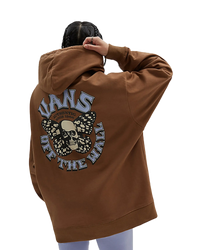 The Vans Womens Skullyfly Hoodie in Sepia