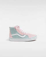 The Vans Boys Boys SK8-HI Reissue Side Zip Shoes in Grey & Pink