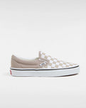 Girls Classic Slip On Shoes in Neutral Checkerboard Brown & White