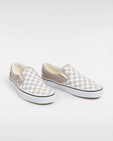 Girls Classic Slip On Shoes in Neutral Checkerboard Brown & White