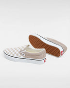 Girls Classic Slip On Shoes in Neutral Checkerboard Brown & White