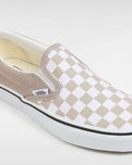 Girls Classic Slip On Shoes in Neutral Checkerboard Brown & White