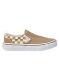 Girls Classic Slip On Shoes in Neutral Checkerboard Brown & White