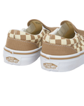 Girls Classic Slip On Shoes in Neutral Checkerboard Brown & White