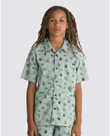 The Vans Boys Boys Skeleton Shirt in Iceberg Green