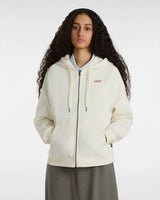 The Vans Womens Checker Flower Cocoon Zip Hoodie in Marshmallow