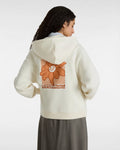 The Vans Womens Checker Flower Cocoon Zip Hoodie in Marshmallow