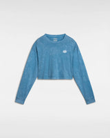 The Vans Womens Oval Wash Relaxed Crop T-Shirt in Bluestone