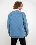 Drill Chore Denim Sherpa Jacket in Stonewash Blue