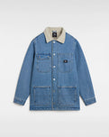 The Vans Mens Drill Chore Denim Sherpa Jacket in Stonewash Blue