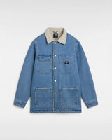 The Vans Mens Drill Chore Denim Sherpa Jacket in Stonewash Blue