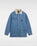 The Vans Mens Drill Chore Denim Sherpa Jacket in Stonewash Blue