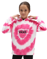 The Vans Girls Girls Tie Dye Heart Hoodie in Begonia Pink