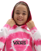 The Vans Girls Girls Tie Dye Heart Hoodie in Begonia Pink