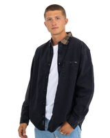 The Vans Mens Deerfiel Woven Shirt in Washed Black