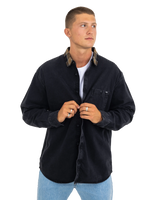 The Vans Mens Deerfiel Woven Shirt in Washed Black