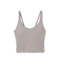 The Vuori Womens Halo Performance Crop Top in Soft Pewter Heather
