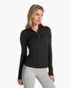 The Vuori Womens Halo Essential Half Zip Sweatshirt in Black Heather