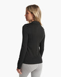 The Vuori Womens Halo Essential Half Zip Sweatshirt in Black Heather