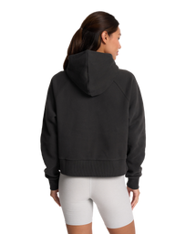 The Vuori Womens Restore Half Zip Hoodie in Washed Black