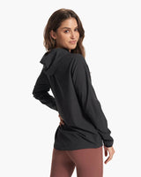 The Vuori Womens Outdoor Trainer Shell Zip Jacket in Black Heather