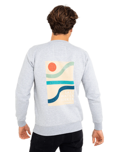 The Salt Water Seeker Mens Block Art Sweatshirt in Athletic Heather